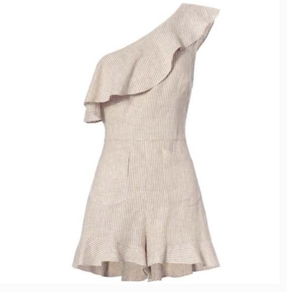 NWT Intermix tan linen striped romper - Picture 7 of 11